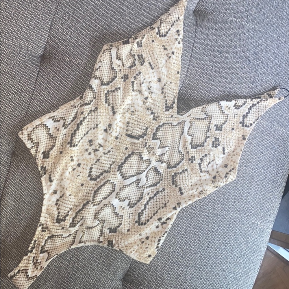 Astr the label snake print body suit